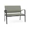 Lesro Newport 2 Seat Tandem Seating Metal Frame No Center Arms, Black, OH Eucalyptus Upholstery NP1501 - alternate 1